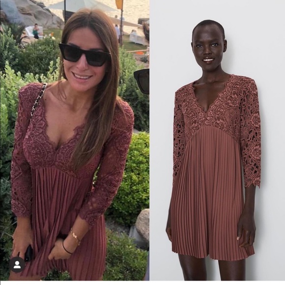 Zara pleated guipure  dress Bloggers favorite - Picture 3 of 9